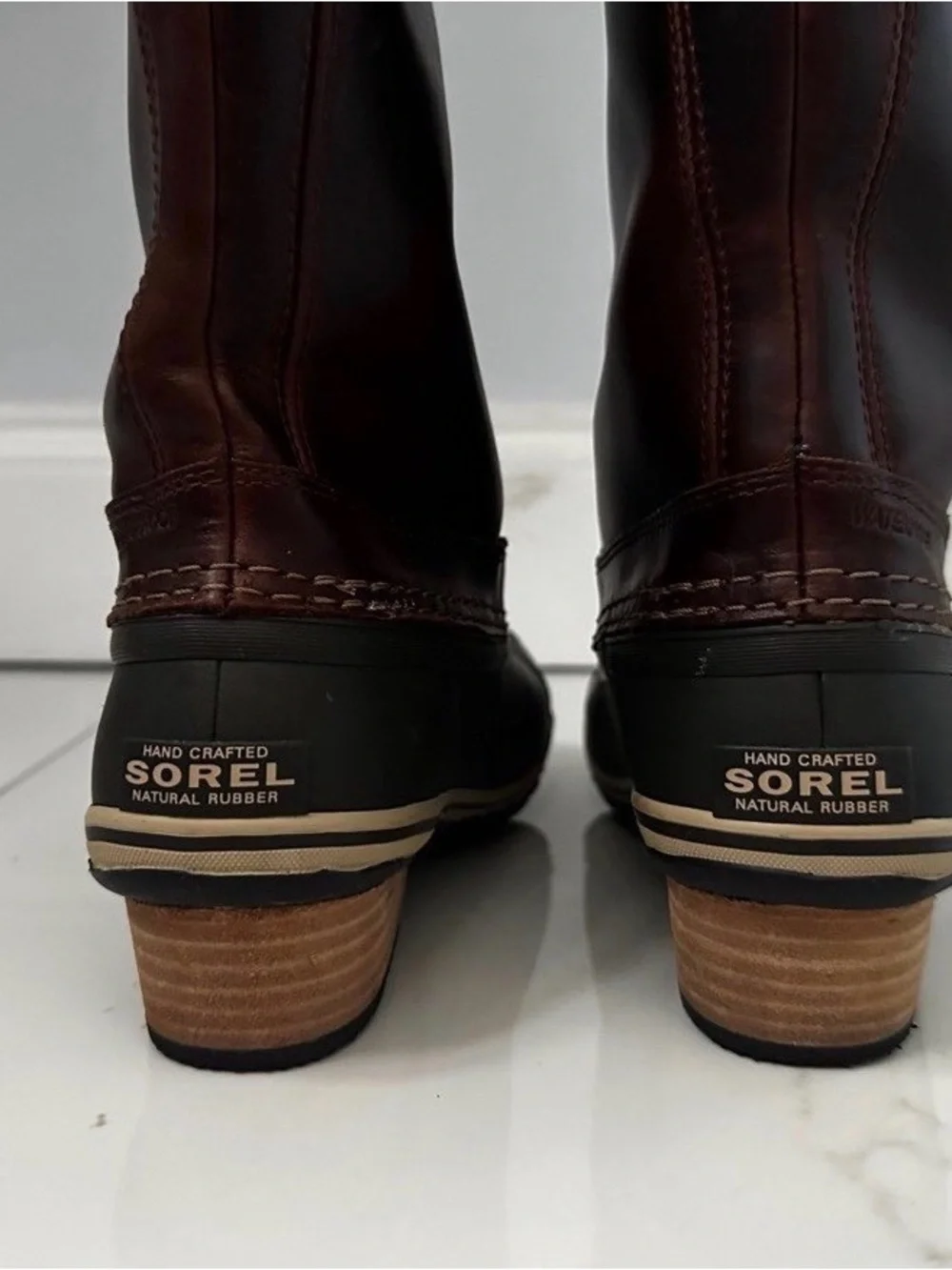 SOREL SLIMPACK TALL Women 6.5 Equestrian Riding Waterproof Nutmeg Brown Leather - Picture 4 of 9